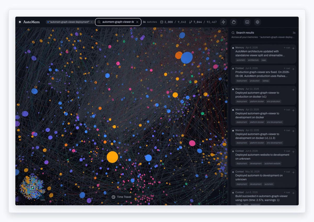 Search results sidebar with relevance sorting and off-graph load affordances